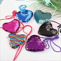 Ladies Girls Heart Coin Purse Bag Cute Sequins Small Tote Fashion Handbag Purse 7 Colors