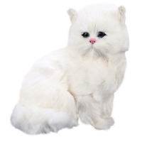 Realistic Stuffed White Persian Cat Toy - Cute Plush Simulation for Kids, Boys, Girls - Perfect Table Decor