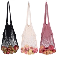 Portable Reusable Grocery Bags Fruit Vegetable Bag Washable Cotton Mesh String Shopping Bag Storage Organizer Handbag Net Tote