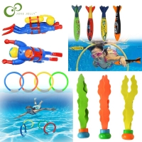 Pool Diving Toy Set with Shark Rocket, Dolphin, Seaweed Grass and Sticks for Summer Beach Games - Perfect for Children