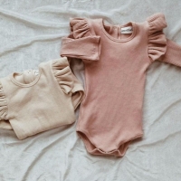 0-24M Newborn Baby Girls Boys Romper Long Sleeve Romper Jumpsuit Bodysuit One-Pieces Autumn Winter Cotton Solid Color Clothes