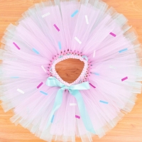 Baby Girls' Tutu Skirt for Birthday Party and Dance, Candy Donut Design, Infant and Toddler Tulle Skirt, Size Newborn to 6 Years Old.