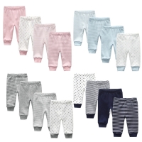 3/4PCS/LOT  Newborn Pants Cartoon four seasons Baby 100%Cotton Soft Girl Pants Baby Boy trousers Pants 0-24M