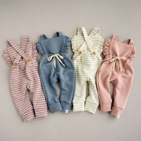 Pudcoco Newborn Baby Girl Stripe Romper Overalls Pants Cotton Soft Coming Home Outfit Clothes Suit For 0-3Years Child