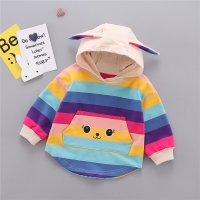 Autumn Toddler Baby Girl  Hooded Sweatshirt Kids Striped Cartoon Ear Hoodie Tops Clothes roupa infantil
