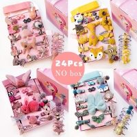 Baby Hair Accessories Set - 18/24pcs Cartoon Headband, Cute Bow and Flower Hair Clips and Barrettes. No Packaging.