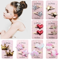 67Color 2PCS/Set Lovely Children's Series Hair Clips Sequins Barrettes Alloy Pins Grips Accessories For Girls HeadWear