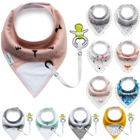 Cotton Baby Bibs with Anti-Drop Rope and Absorbent Apron for Boys and Girls Feeding - Infant Scarf Bibs.
