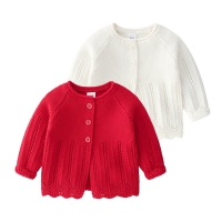 Knitted Cotton Cardigan Sweater Coat for Baby Girls - Cute and Sweet (Style LZ045)