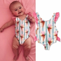 1-4 Years Baby Girls Swimwear Infant Kids Baby Girls Ice Cream Print Swimsuit For Girls Swimwear Swimming Children Bathing Suit