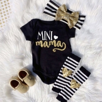 4pcs Newborn Infant Kids Baby Girl Romper+Leg Warmer+Headband Clothes Outfit Set