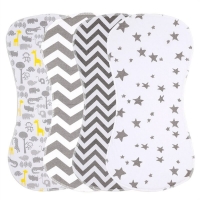 Soft 100% Cotton Baby Burp Bib - 3 Layers & Curved for Best Absorption & Comfort. Ideal Baby Accessory.