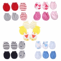 3 Pairs Baby Anti-Scratch Cotton Mittens for Face Protection and Scratch Prevention in Fashion Design.