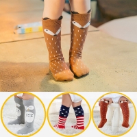 1 Pair Unisex Cartoon Cute Cotton Sock Clothes Toddler Infant Knee High Long Socks for Baby Infant Cute Animal Kids 0-3 Y