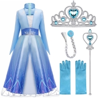 Elsa Costume for Girls - Snow Queen 2 Cosplay with Hair Accessories for Princess Party and Halloween