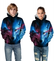Boys Girls Wolf 3D Print Hoodies Teens Spring Autumn Outerwear Kids Hooded Sweatshirt Clothes Children Long Sleeve Pullover Tops