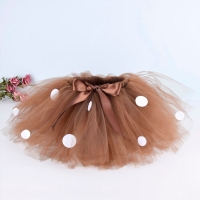 Deer Costume Brown Fluffy Tutu Skirt for Girls Baby Birthday Party Polka Dots Skirt Halloween Costume Dance School Tutus 0-12Y