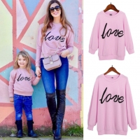 3 colors Family Love Clothes Mother Women Girls Sweatshirt Tops Love Letter Print Long Sleeve Pullover Pink Warm Cotton Tops