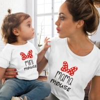 Fashion Family Matching Clothes Short Sleeve Soft Mommy and Me Clothes White T-shirt Mother and Daughter Clothes Family Look