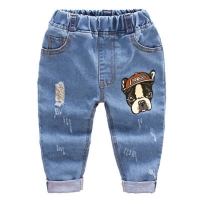 2021 Fashion Children Jeans Baby Boys Cartoon Trousers Pant Baby Girls  Grinding Holes Jeans Kids Spring Autumn Clothes 2-6Years