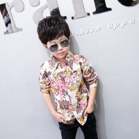 Floral Short Sleeve Cotton Shirt for Boys - Perfect Gift for Valentine's Day.
