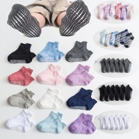 6 Pairs/lot 0 to 6 Yrs Cotton Children's Anti-slip Boat Socks Low Cut Floor Sock For Kid With Rubber Grips Four Season