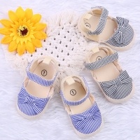 2019 Children Summer Shoes Newborn Infant Baby Girl Boy Soft Crib Shoes Infants Anti-slip Sneaker Striped Bow Prewalker 0-18M