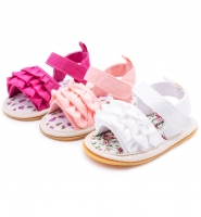 Infant Baby Girl Shoes Toddler Flats Sandals Premium Soft Rubber Sole Anti-Slip Summer Flower Lace Crib First Walker Shoes