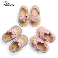 2019 Brand New Summer Newborn Baby Girl Sandals Flower Pears Soft Sole Baby Shoes Prewalker Summer Princess Sandals For Girls