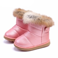 Winter Baby Snow Boots - Soft Plush and Leather Material for Boys and Girls, Warm and Comfortable