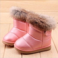 Winter Plush Baby Snow Boots - Warm PU Leather Flat Toddler Shoes for Outdoor Activities - Girls & Kids