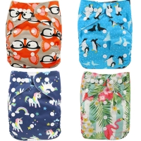 Reusable Cloth Diapers with Waterproof Pocket and Character Designs - Perfect Baby Shower Gift, Unisex