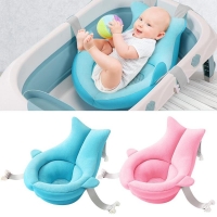 Foldable Baby Bath Pad - Non-Slip Bathtub Cushion with Soft Pillow for Newborn Safety and Comfort