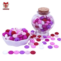 BOBO.BOX 50pcs Baby Teething Toys Pearl Silicone Beads Lentil 12mm Baby Teether Beads DIY Necklace Jewelry Bead Baby Care Toy