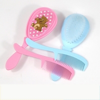 2-piece Soft Baby Hair Brush and Comb Set with Cartoon Design - Gentle Infant Head Massager for Baby Care