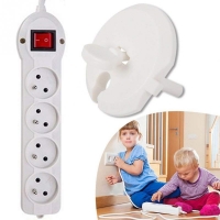 6PCS Socket Cover+2PCS Key Electric Plug Protection Baby Safety Anti-electric Shock Outlet Protection Cover For Home Set #17
