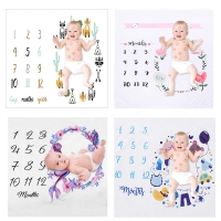 12 Monthly Baby Milestone Blanket Monthly Baby Blankets Newborn Baby Photography Props Cloth Calendar Bebe Boy Girl Photoprops