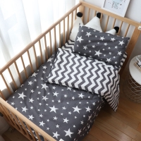Baby Bedding Set - 3 Pieces, Star Pattern, Pure Cotton Woven, for Newborn Boys, includes Duvet Cover, Pillowcase and Sheet.