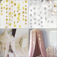 2.5M Baby Bed Mosquito Net Hanging Decoration Gold Silver Sparkling Stars Baby Room Decor Baby Crib Children's Rooms Walls Decor