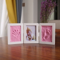 Baby Handprint and Footprint DIY Photo Frame Kit with Soft Air-Drying Clay and Ink Pad for Parents and Kids