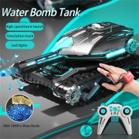 2022 New RC Water Bomb Track Tank 2.4G Rotate Stunt Car Vehicle With Light&Music Gravity Watch Move Shoots Toys Kids Boys Gift