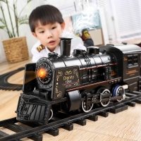 Steam Train Track Electric Toy Long Trains Kids Truck Boys Simulation Classical Railway Railroad Birthday Gift