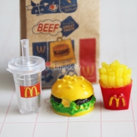 Cute 1/6 Miniature Dollhouse Mini Hamburger Coke French Fries Fast Food for Blyth Pullip Doll House Kitchen Accessories Toy