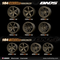 1/64 Bronze ABS Wheels With Rubber Tires By BNDS Assembly Rims Modified Parts for Model Car Refitted Model Car 4pcs Set
