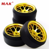 DHG+PP0370 4Pcs/Set 1/10 Scale  Drift Tires and Wheel Rim with 12mm Hex fit On-Road Car Model Accessory