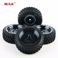 4Pcs 1/10 Scale Rubber Tires and Wheel Rim with 6mm Offset and 26mm Width fit HSP HPI RC Rally Racing Off Road Car Accessories