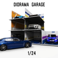 Diorama Garage 1:24 Scale Car Toys Display Case Pvc Parking Lot Model Simple Stitching Simulation Miniature Parking Space Scene