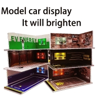Diorama 1/24 Parking Lot With Light  for Alloy Car Models Toy  PVC Garage DIY Scene DieCast Car Model