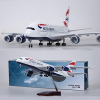 1/160 Scale 50.5CM Airplane Airbus 380 A380 BRITISH Airline Model W Light and Wheel Diecast Plastic Resin Plane For Collection