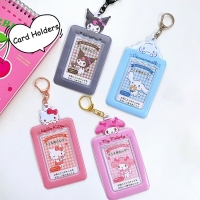 Sanrio ID Card Holders Hello Kitty Student Cover Cinnamoroll Credit Cardholder Wallet Control Protective Sleeve Lanyard Gift